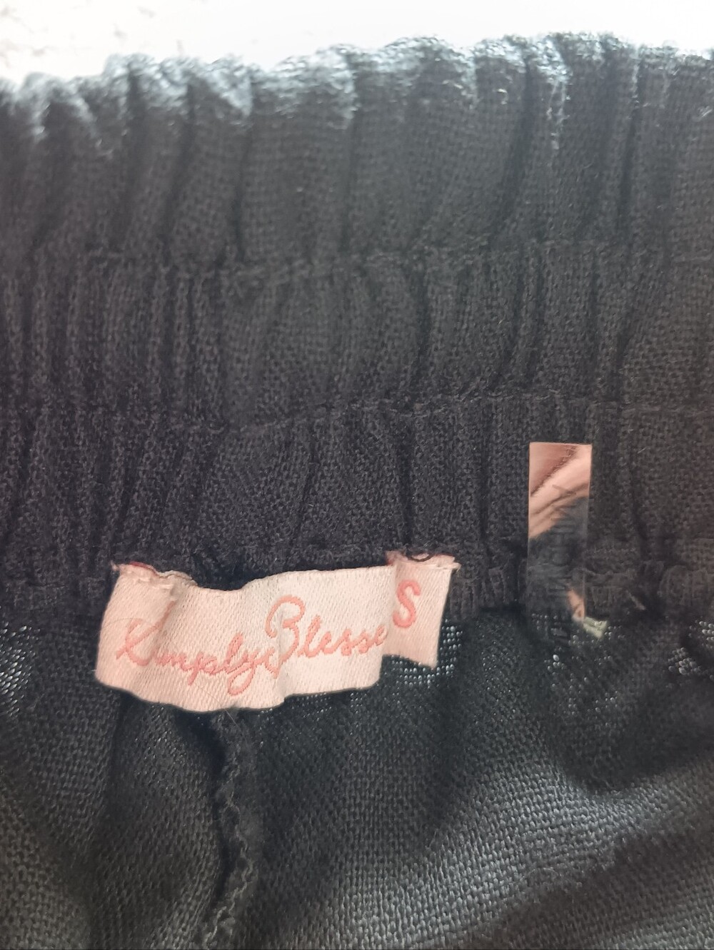 NWT Linen Blend Black Drawstring Pull On Elastic Waist Jogger Pants Sz Small - Picture 6 of 8